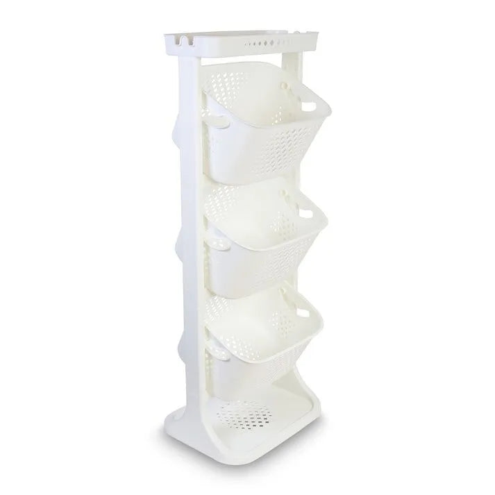 3 Layers Basket Rolling Multi Purpose Basket Hamper, Plastic Fruit Vegetable Storage