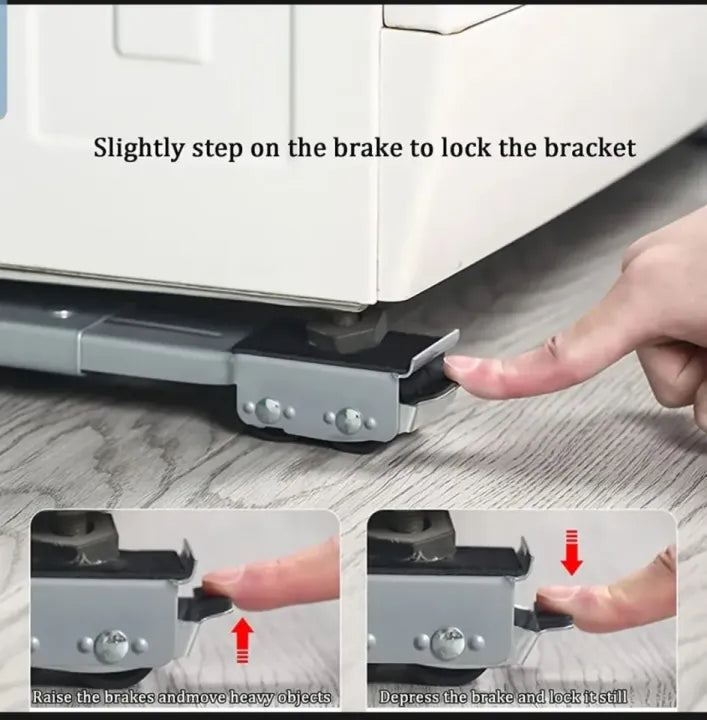 Washing Machine Base Mini Fridge Stand Heavy Duty Expandable Appliance Roller with Brake Mobile Cart Adjustable Trolley Furniture Dolly Mover for Washer Dryer Refrigerator