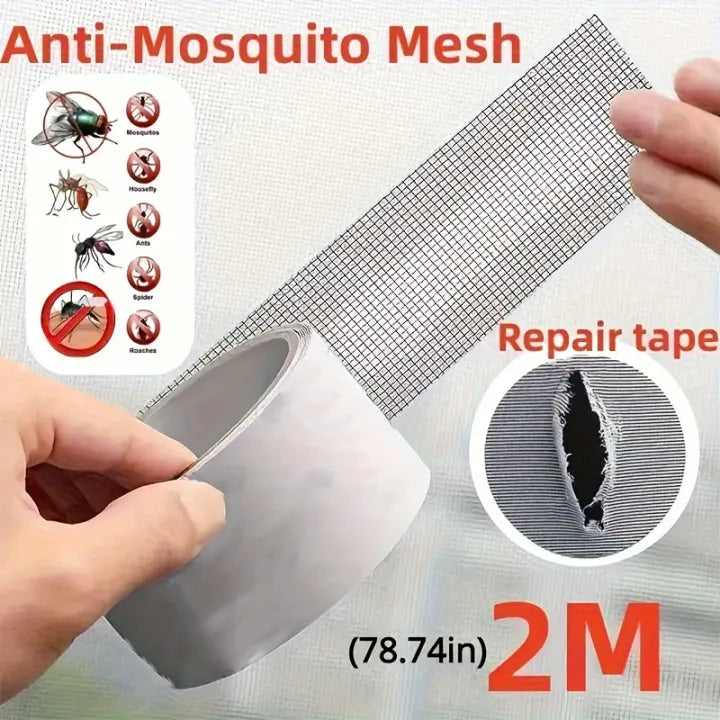 Waterproof Self-Adhesive Window Screen Repair Tape, Anti-Insect Mesh Patch For Dorm Doors/Curtains, Strong Adhesive Repair Tape For Torn Screens, 2M/78.74INCH Length