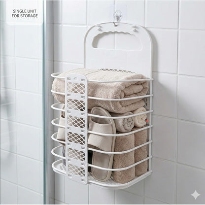 Foldable Plastic Hanging Laundry Basket for Bathroom Kids Dirty Clothes Storage Rack Wall Mounted Stand for Dirty Cloths Organize Laundry Basket for Hanging Dirty Clothes