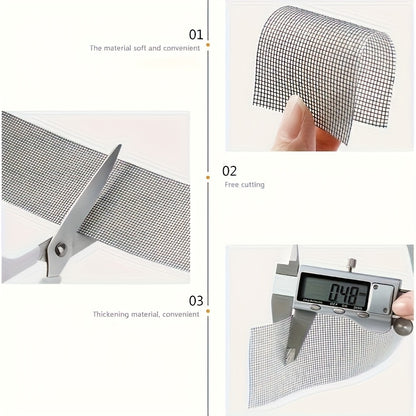 Waterproof Self-Adhesive Window Screen Repair Tape, Anti-Insect Mesh Patch For Dorm Doors/Curtains, Strong Adhesive Repair Tape For Torn Screens, 2M/78.74INCH Length