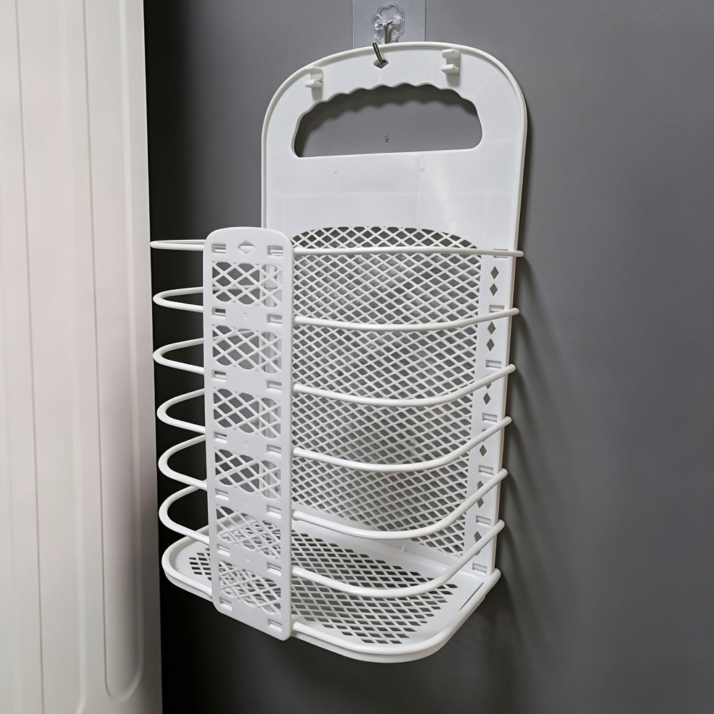 Foldable Plastic Hanging Laundry Basket for Bathroom Kids Dirty Clothes Storage Rack Wall Mounted Stand for Dirty Cloths Organize Laundry Basket for Hanging Dirty Clothes