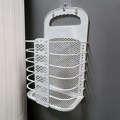 Foldable Plastic Hanging Laundry Basket for Bathroom Kids Dirty Clothes Storage Rack Wall Mounted Stand for Dirty Cloths Organize Laundry Basket for Hanging Dirty Clothes