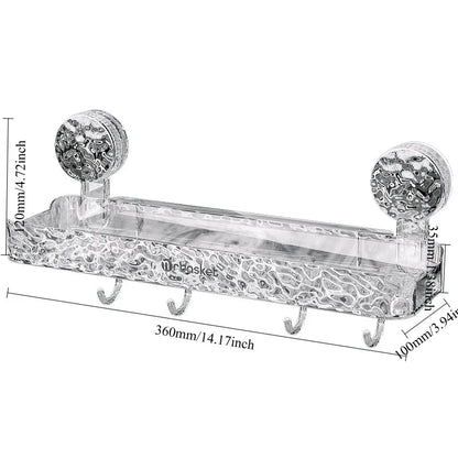 Acrylic Wall-Mounted Bathroom Storage Rack, Suction Cup Storage Shelf Without Drilling, Bathroom Organizer, Sink And Vanity Storage Rack