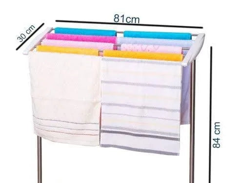Mobile Towel Cloth Drying Rack Stand 5 Stainless Steel Bar Flexible Easy to Install Save Space Towel Cloth Rack for Drying Holder Towel Stand Foldable Balcony Towel Stand, Save Space Rack for Cloth Drying Holder | Mini Cloth Drying Rack Indoor and Outdoor