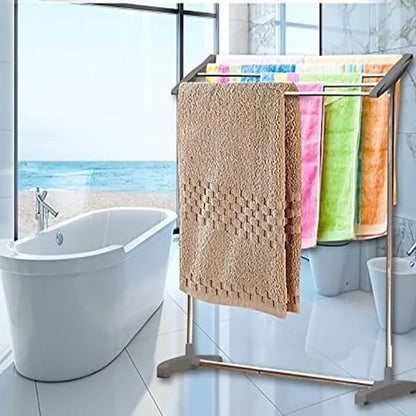 Mobile Towel Cloth Drying Rack Stand 5 Stainless Steel Bar Flexible Easy to Install Save Space Towel Cloth Rack for Drying Holder Towel Stand Foldable Balcony Towel Stand, Save Space Rack for Cloth Drying Holder | Mini Cloth Drying Rack Indoor and Outdoor