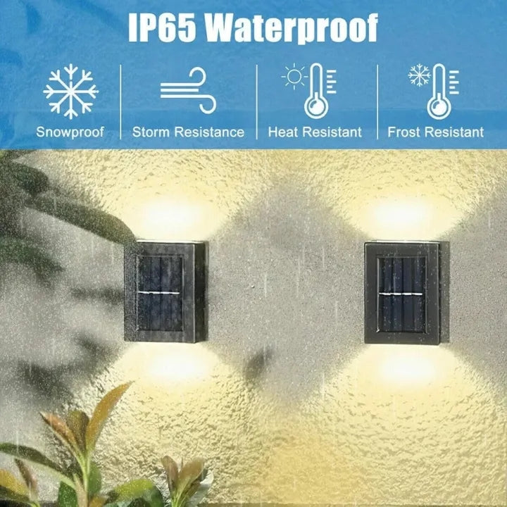 Solar Wall Lights Small Fence Lights Solar Powered, Up Down LED Porch Light,Outdoor Sconce Lights Exterior Light Fixture Deck Decor