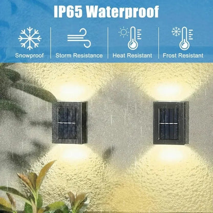 Solar Wall Lights Small Fence Lights Solar Powered, Up Down LED Porch Light,Outdoor Sconce Lights Exterior Light Fixture Deck Decor