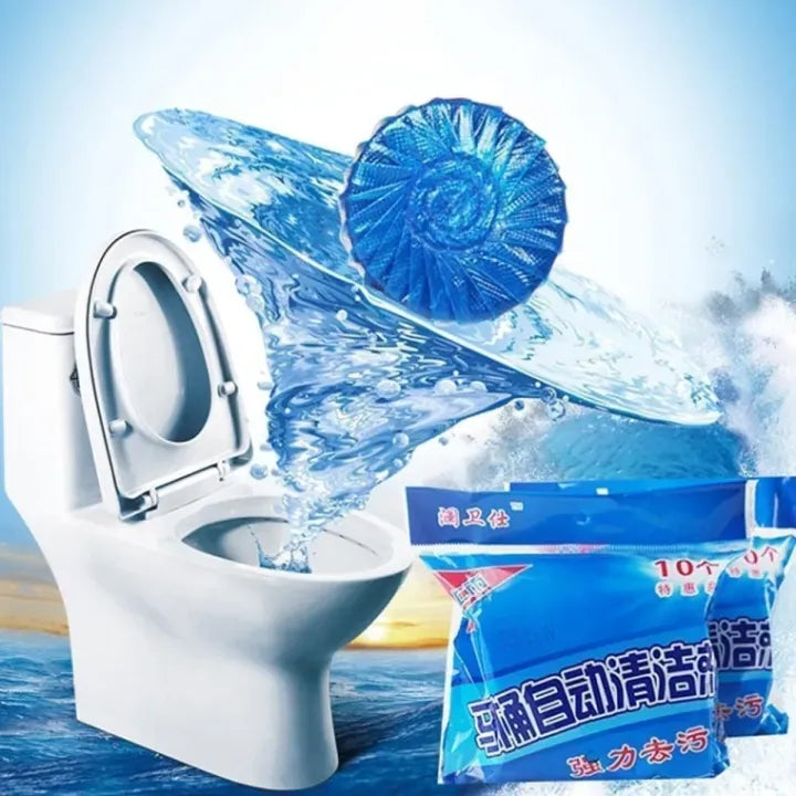 10Pcs Toilet Cleaner Automatic Flush Toilet Bowl Cleaner Tablets, Bathroom Toilet Tank Cleaner, Powerful Cleaning Ball Toilet Blue Deep Clean Bubbles, Mild Lemon Scent, Long-Lasting Fresh Air No Pungent Odor