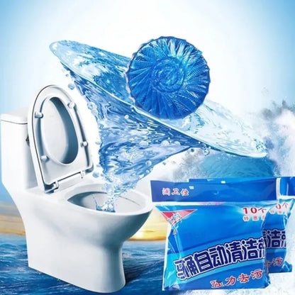 10Pcs Toilet Cleaner Automatic Flush Toilet Bowl Cleaner Tablets, Bathroom Toilet Tank Cleaner, Powerful Cleaning Ball Toilet Blue Deep Clean Bubbles, Mild Lemon Scent, Long-Lasting Fresh Air No Pungent Odor