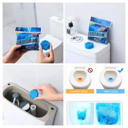 10Pcs Toilet Cleaner Automatic Flush Toilet Bowl Cleaner Tablets, Bathroom Toilet Tank Cleaner, Powerful Cleaning Ball Toilet Blue Deep Clean Bubbles, Mild Lemon Scent, Long-Lasting Fresh Air No Pungent Odor