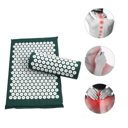 Acupressure Mat and Pillow Set for Back and Neck Relief and Muscle Relaxation Relieves, Back, Neck, Size: massage cushion: 68 * 42 cm / massage pillow: 37 * 15 * cm