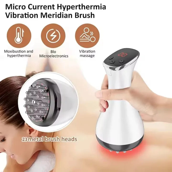 Electric Body Gua Sha Massager Meridian Brush Guasha Tool Fat Burning Scraping Slimming Vibration Infrared Heat Anti Cellulite