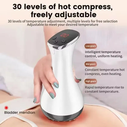 Electric Body Gua Sha Massager Meridian Brush Guasha Tool Fat Burning Scraping Slimming Vibration Infrared Heat Anti Cellulite