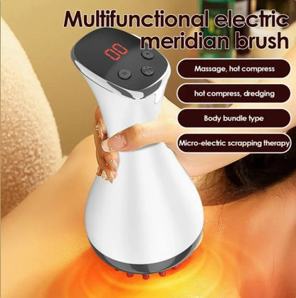 Electric Body Gua Sha Massager Meridian Brush Guasha Tool Fat Burning Scraping Slimming Vibration Infrared Heat Anti Cellulite