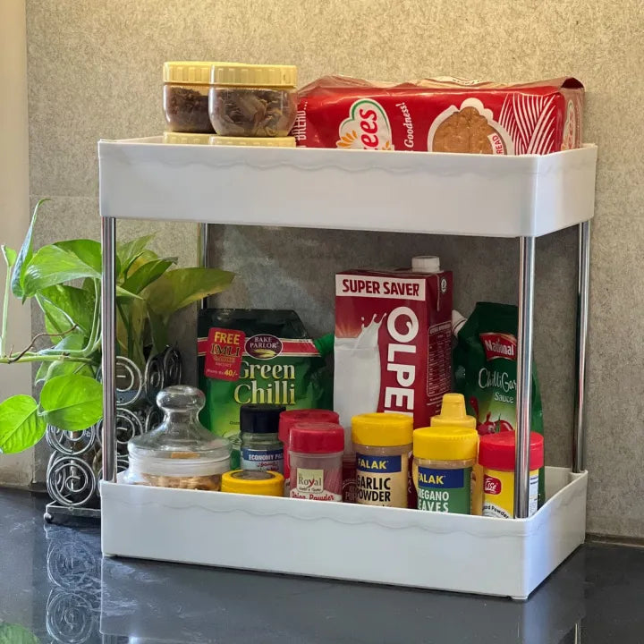 2-Tier Kitchen Countertop Storage Rack – Multipurpose Spice & Organizer Shelf