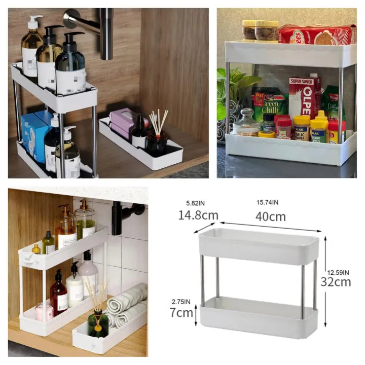 2-Tier Kitchen Countertop Storage Rack – Multipurpose Spice & Organizer Shelf