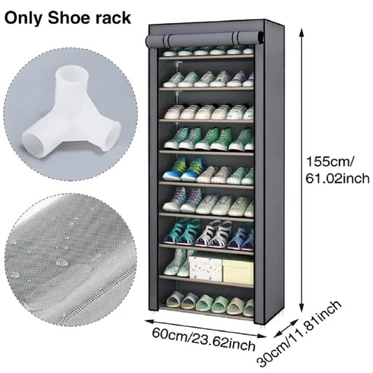 9 Tier Shoe Rack Stand Cabinet with Nonwoven Fabric Cover Shoe Shelf Storage Organizer