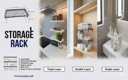 3-Tier Kitchen Counter Storage Rack Space-Saving Multi-Layer Organizer Shelf for Kitchen, Spices & Containers