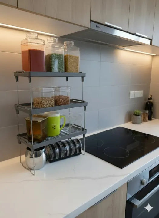 3-Tier Kitchen Counter Storage Rack Space-Saving Multi-Layer Organizer Shelf for Kitchen, Spices & Containers