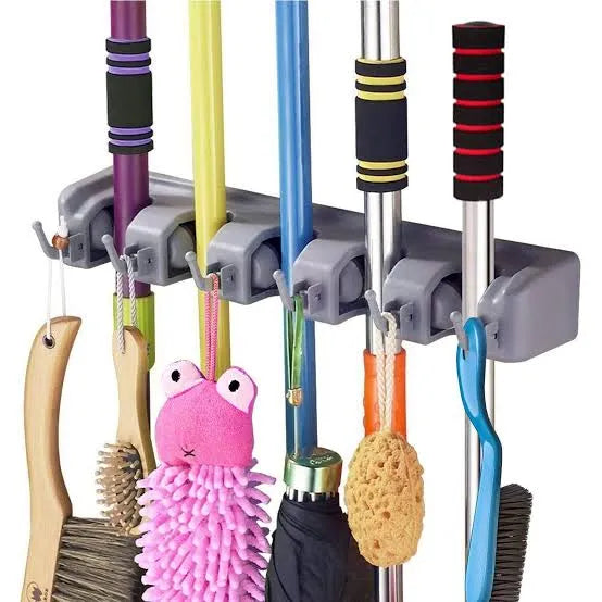 5 in 1 Wall Hanger Storage Mounted Holder Organizer Rack Broom Mops Kitchen Tools Brush
