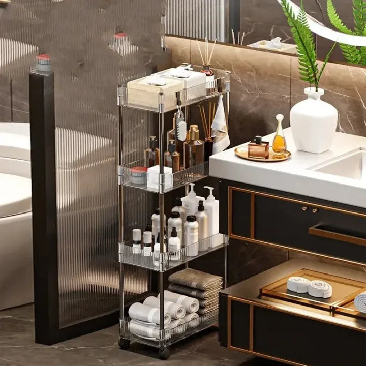 Acrylic Kitchen Trolley Bathroom Gap Storage Rack Multi-functional Removable Snack Storage Trolley Cart Home Kitchen Furniture