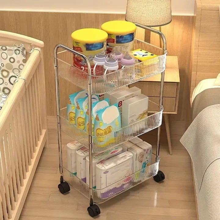 Acrylic Kitchen Trolley Bathroom Gap Storage Rack Multi-functional Removable Snack Storage Trolley Cart Home Kitchen Furniture
