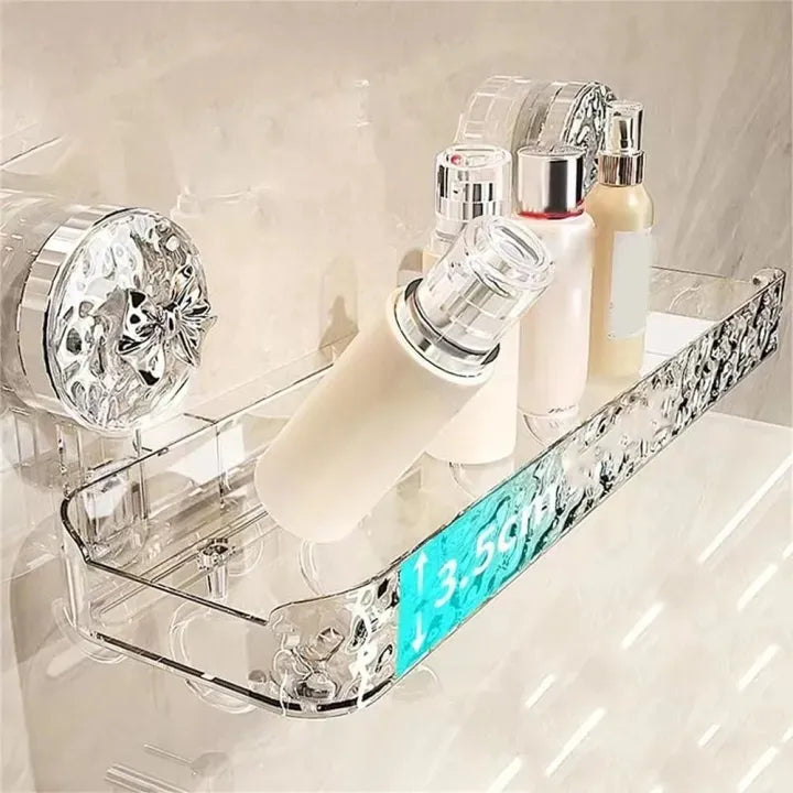 Acrylic Wall-Mounted Bathroom Storage Rack, Suction Cup Storage Shelf Without Drilling, Bathroom Organizer, Sink And Vanity Storage Rack