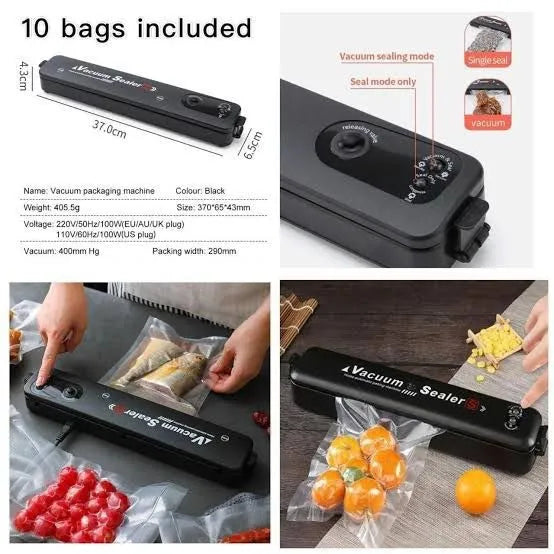 Automatic Vacuum Sealer Machine | Food Saver & Packaging | 110V/220V | Home Kitchen Sealing Machine with Free 10pcs Bags