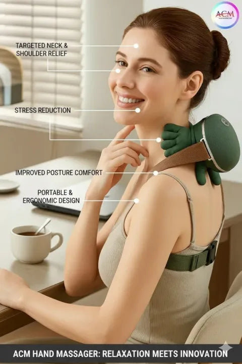 Bionic Heated Massager, Wireless Portable Shiatsu Neck and Back Massager, Electric Deep Tissue 4D Kneading Massage, Simulated Human Hand Design for Pain Relief and Muscle Relax