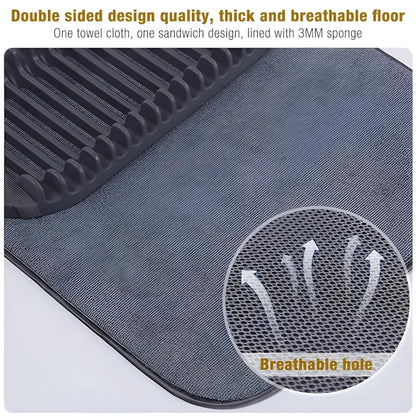 Dish Drying Mat, Removable Dish Rack Tray, Dish Rack & Drying Mat for Kitchen Countertop, Sink - Drain and Dry Wine Glasses, Bowls and Dishes