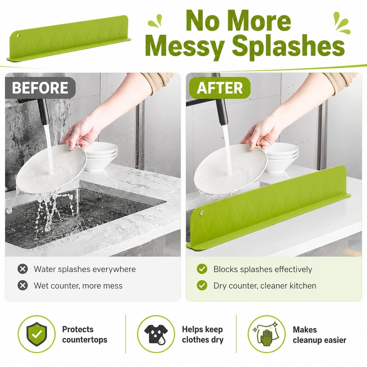Sink Splash Guard,Water Retaining Board for Kitchen, Portable Water Retaining Strip Reusable Water Splash Guard for Bathroom ( High Quality )