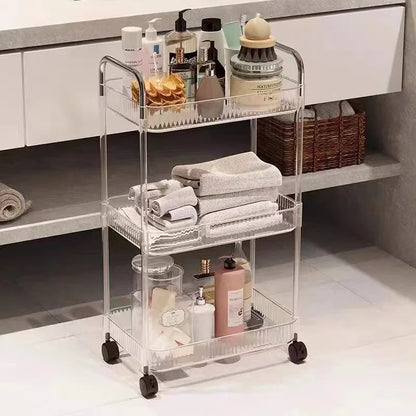 Acrylic Kitchen Trolley Bathroom Gap Storage Rack Multi-functional Removable Snack Storage Trolley Cart Home Kitchen Furniture