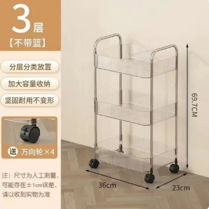 Acrylic Kitchen Trolley Bathroom Gap Storage Rack Multi-functional Removable Snack Storage Trolley Cart Home Kitchen Furniture