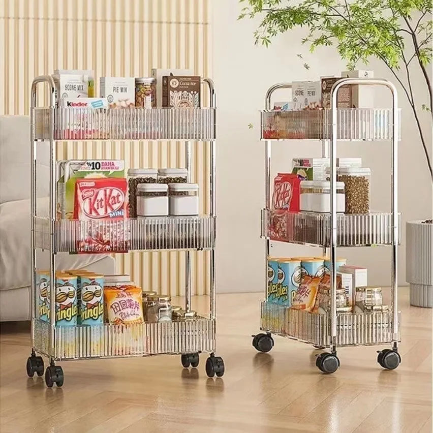 Acrylic Kitchen Trolley Bathroom Gap Storage Rack Multi-functional Removable Snack Storage Trolley Cart Home Kitchen Furniture