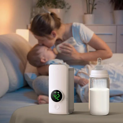 Portable Baby Bottle Warmer with Digital Temperature Display & USB Charging