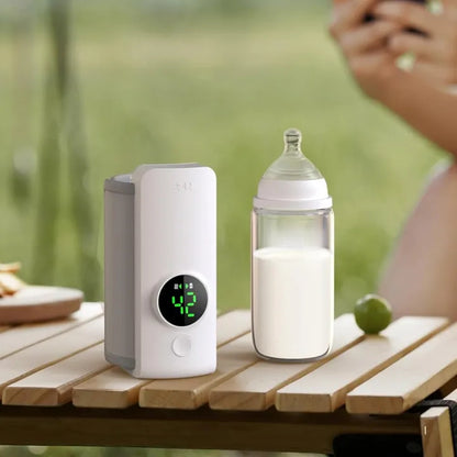 Portable Baby Bottle Warmer with Digital Temperature Display & USB Charging