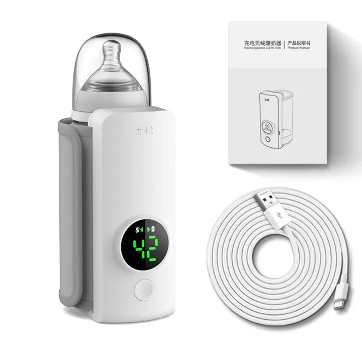Portable Baby Bottle Warmer with Digital Temperature Display & USB Charging