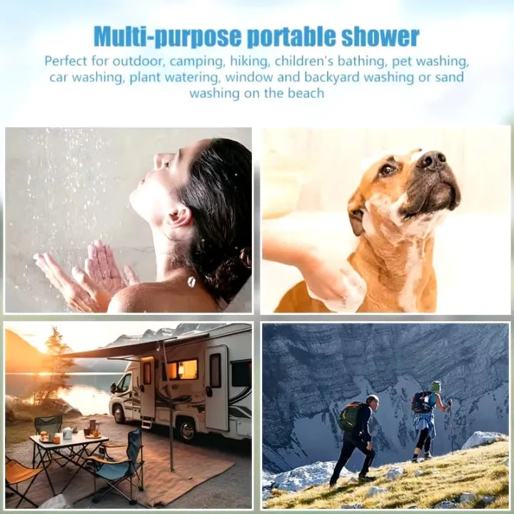 Portable Camping Shower Kit with USB Rechargeable Pump - Ideal for Home, Hiking, Backpacking, Beach & Pet Bathing RV Exterior Showers