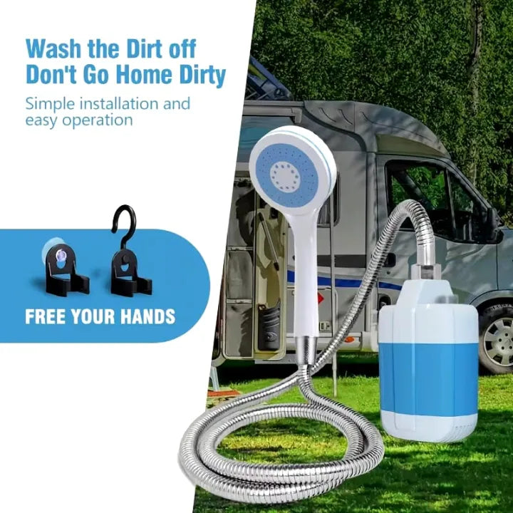 Portable Camping Shower Kit with USB Rechargeable Pump - Ideal for Home, Hiking, Backpacking, Beach & Pet Bathing RV Exterior Showers