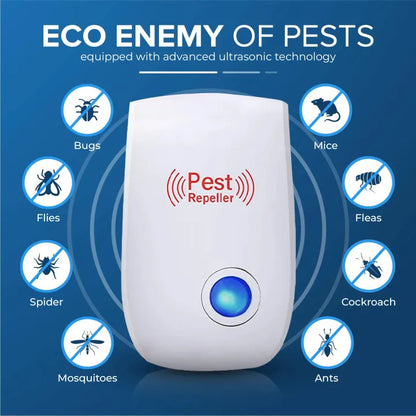Ultrasonic Pest Repeller Electronic Pest Repellent Plug-in Indoor Pest Control for Insect, Rodent, Mosquito, Ant, Bug, Mice Repellent for House, Garage, Warehouse, Office - Safe for Pets