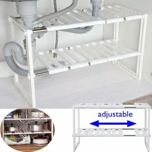 Under Sink Storage Shelf Organizer Kitchen Cabinet Expandable Size - 50 to 70cm