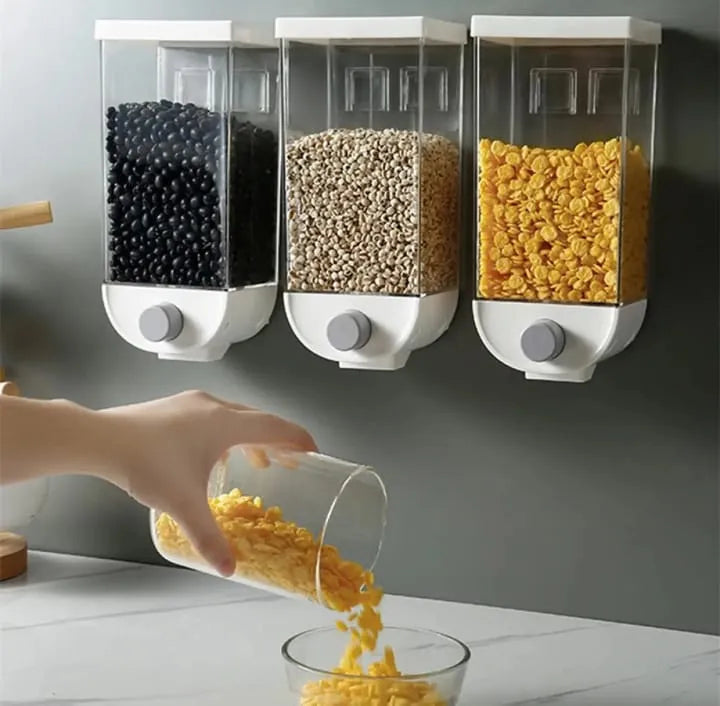 Wall Mounted Cereal Dispenser | Kitchen Food Storage | Dry Food Snack Grain Canister Food Storage Organizer