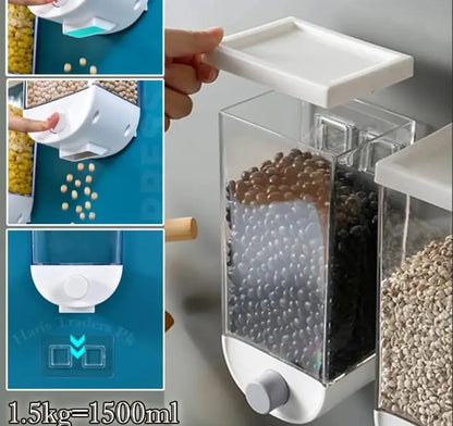 Wall Mounted Cereal Dispenser | Kitchen Food Storage | Dry Food Snack Grain Canister Food Storage Organizer