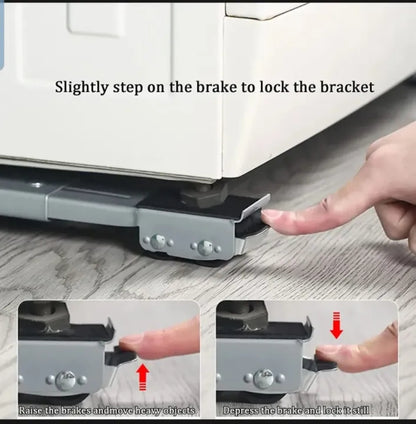 Washing Machine Base Mini Fridge Stand Heavy Duty Expandable Appliance Roller with Brake Mobile Cart Adjustable Trolley Furniture Dolly Mover for Washer Dryer Refrigerator