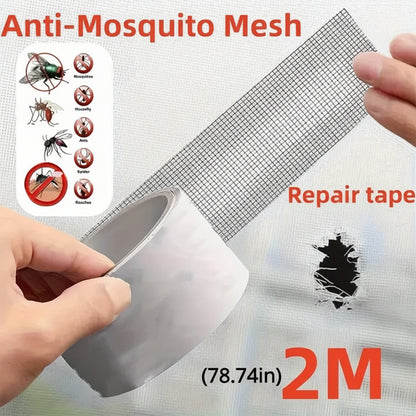 Waterproof Self-Adhesive Window Screen Repair Tape, Anti-Insect Mesh Patch For Dorm Doors/Curtains, Strong Adhesive Repair Tape For Torn Screens, 2M/78.74INCH Length