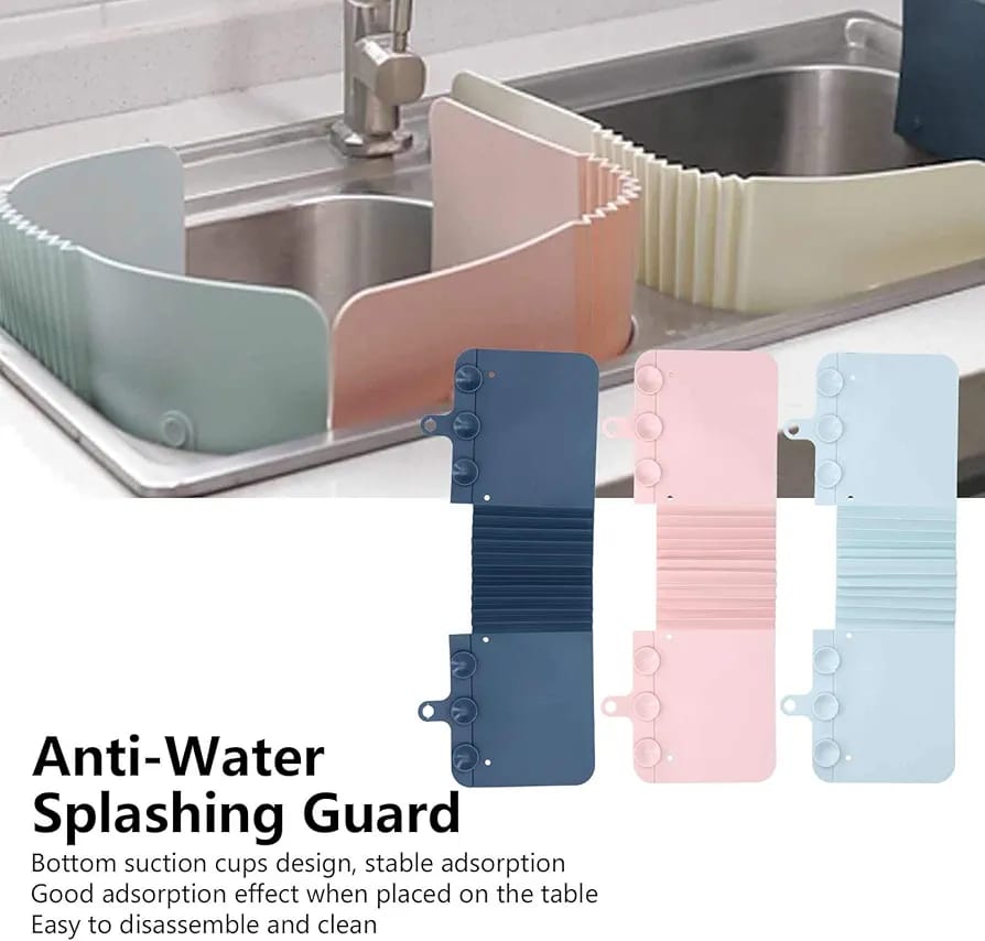 Sink Splash Guard, Foldable Water Splashing Guard Kitchen Sink Baffle Board with Suction Cups