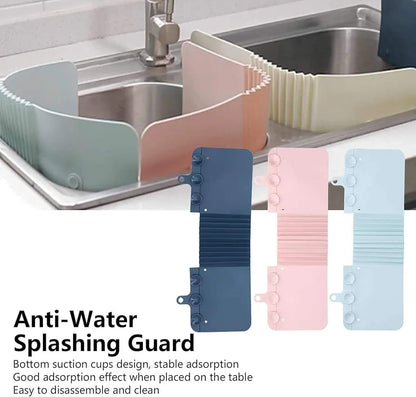 Sink Splash Guard, Foldable Water Splashing Guard Kitchen Sink Baffle Board with Suction Cups