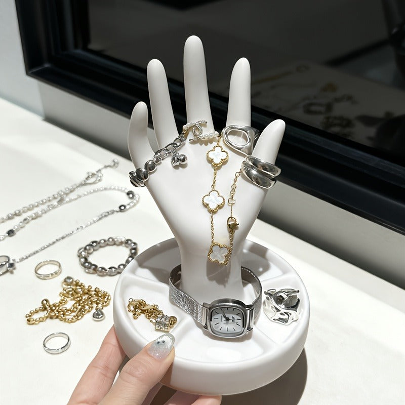 Hand-Shaped Jewelry Display Stand - with an Elegant White End And Tapered Fingers, Suitable for Rings, Bracelets, Earrings - Perfect Gift for Christmas, Valentine'S Day, Mother'S Day, Jewelry Towers