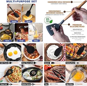 12-Piece Premium Silicone Kitchen Utensil Set with Holder – Heat Resistant Non-Stick Cooking Tools